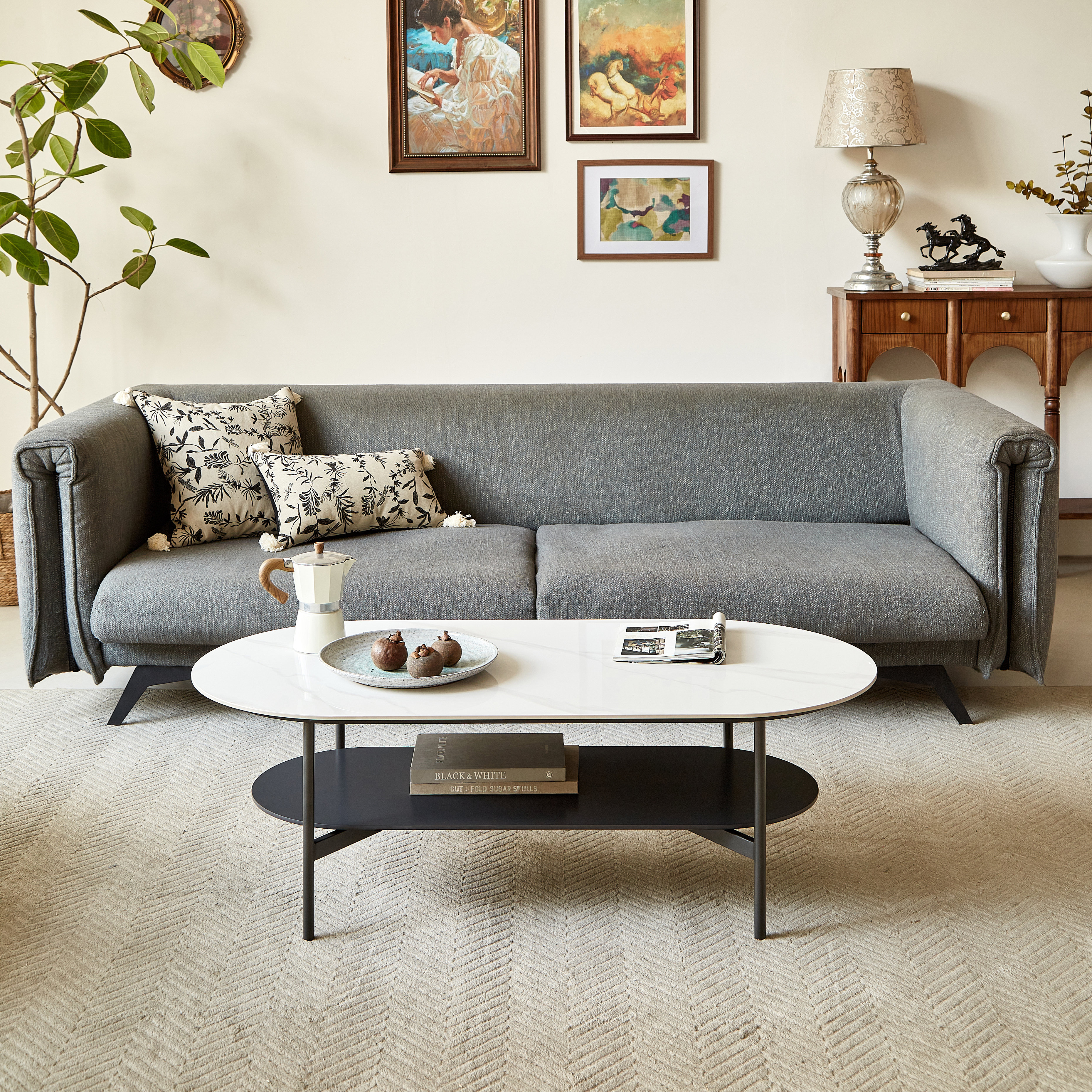 Ivy Bronx Cedric Sintered Stone Oval Coffee Table & Reviews | Wayfair
